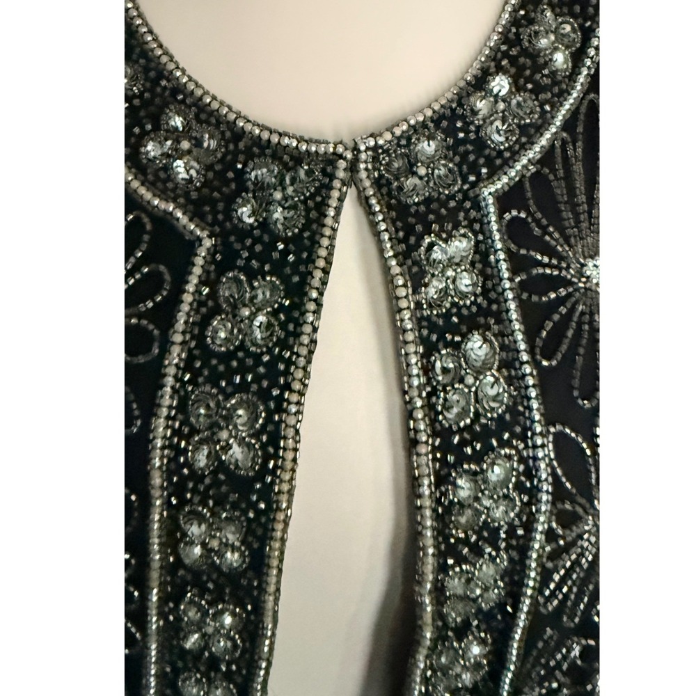 Vintage Pappell Boutique Beaded Floral Evening Jacket Sequin Cardigan Size 3XL - Picture 9 of 12